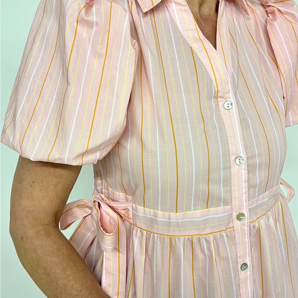 Pinch Women's Pink Stripe Button-Front Tiered Dress - Picture 2 of 6